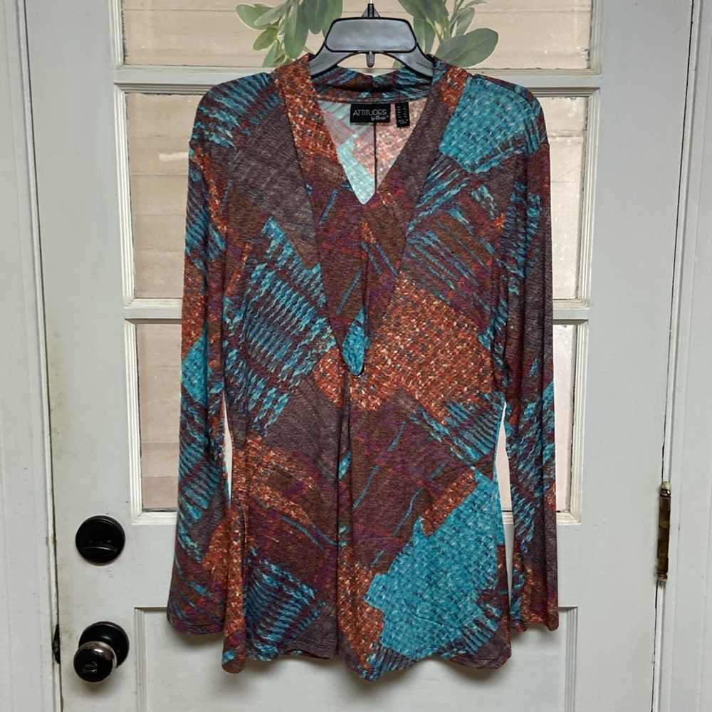 Attitudes by Renee long sleeve knit top with front knot detail